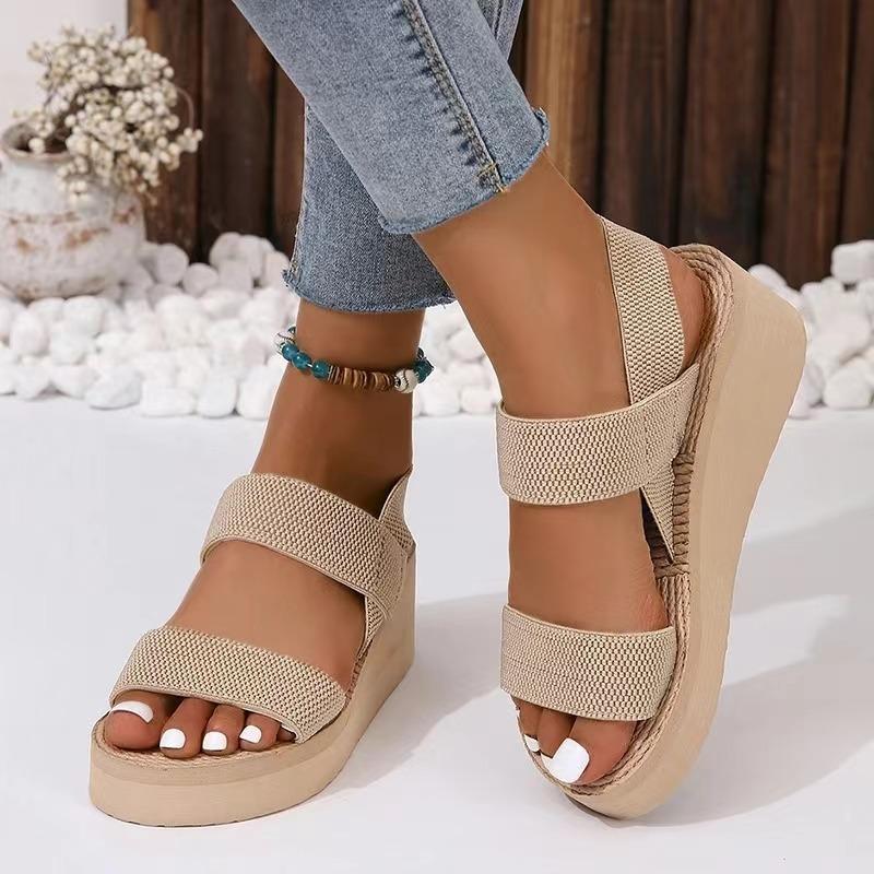 fashion Women's fashion trend anti-slip wear-resistant pure black belt soft soled high-heeled sandals