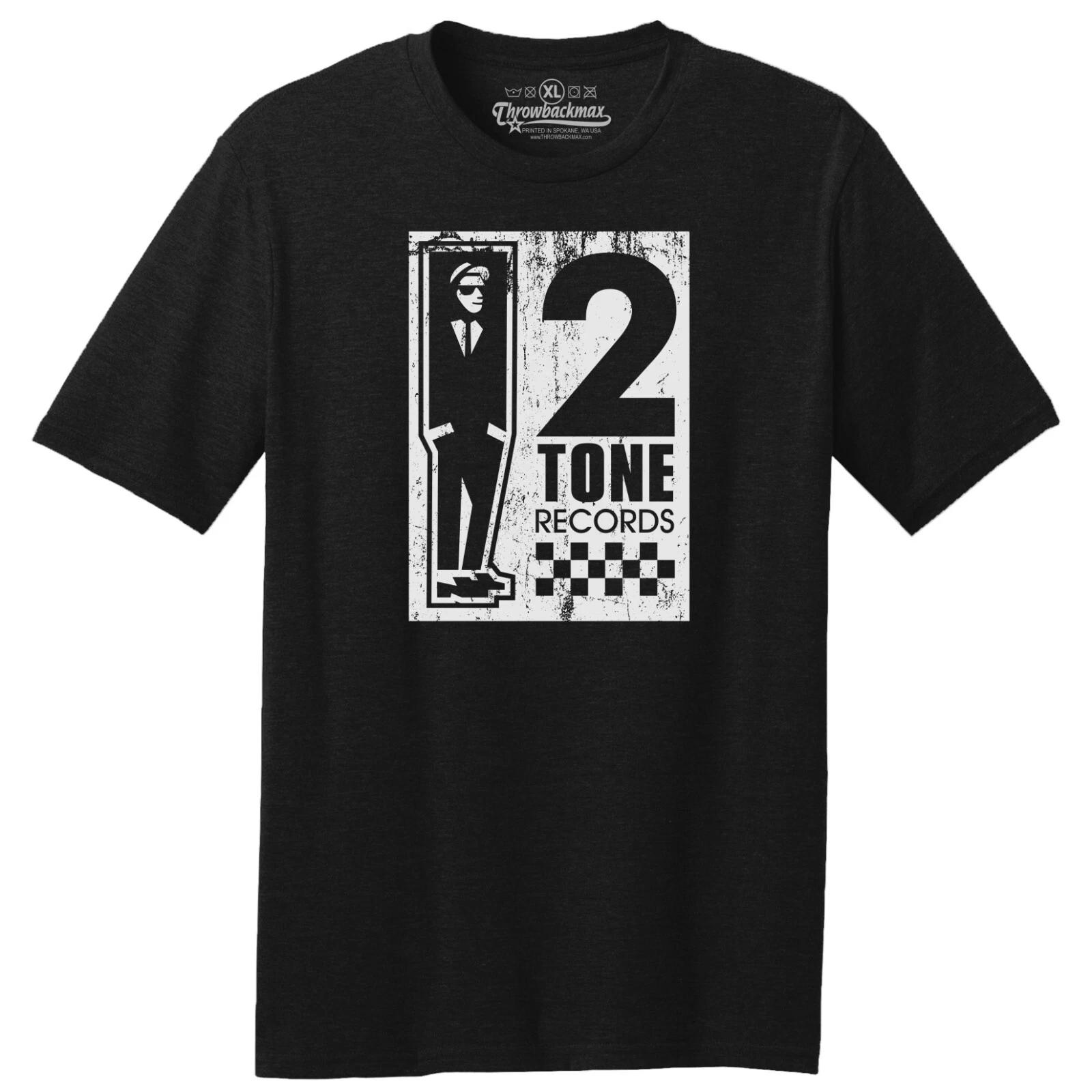 

Throwbackmax 2 Tone Record Label Classic Cut, Premium Tri-Blend Black T shirt XL