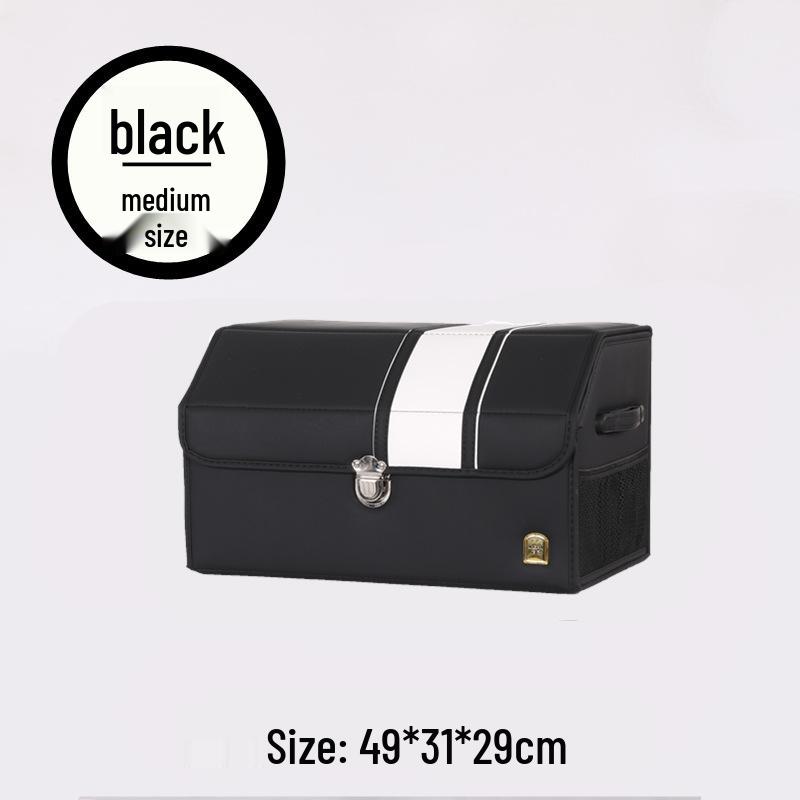 Leather Car Trunk Organizer: Foldable Interior Storage Box and Decorative Accessory.