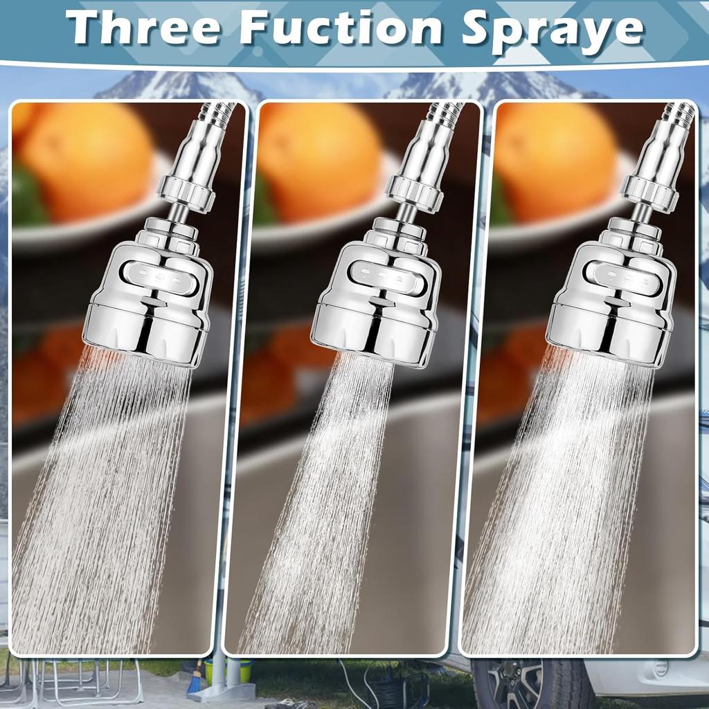 3 Mode RV Kitchen Faucet, XFIRE-GEAR 8In Camper Faucet Kitchen With Flexible Arc 360 Degree Rotatable Function Sprayer, RV Sink Faucets For