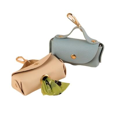 Elegant Leather Dog Poop Bag Carrier Clip Outdoor Walking and Travel Creative Pet Poop Waste Bag Dispenser