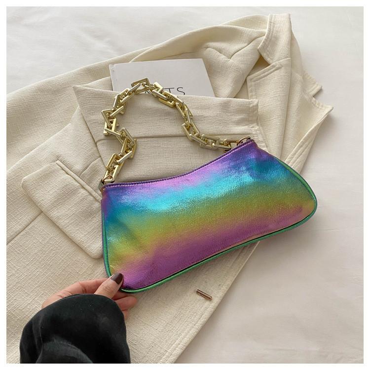 Stilvolle Kettenträger-Damen-Achseltasche Schicke Bunte Umhängetasche Für Sommer 2024