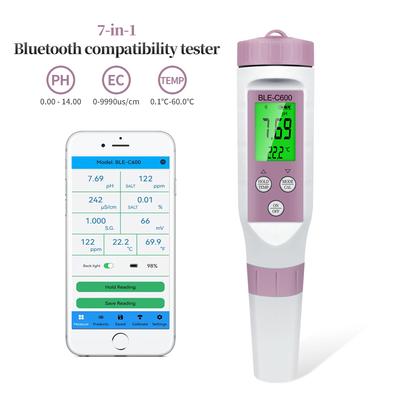 New Blue-tooth 7 In 1 PH/TDS/EC/ORP/Salinity /S. G/Temperature Meter  Water Quality Tester for Drinking Water Aquariums PH Meter