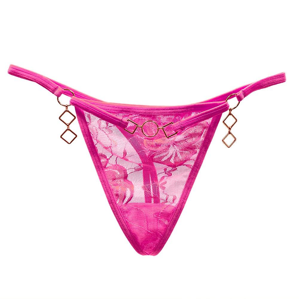 Fashion Metal Chain Spice Girls Underwear Wear Thong Female Seduction Lace Interwoven Hollow Waist Sexy Panties