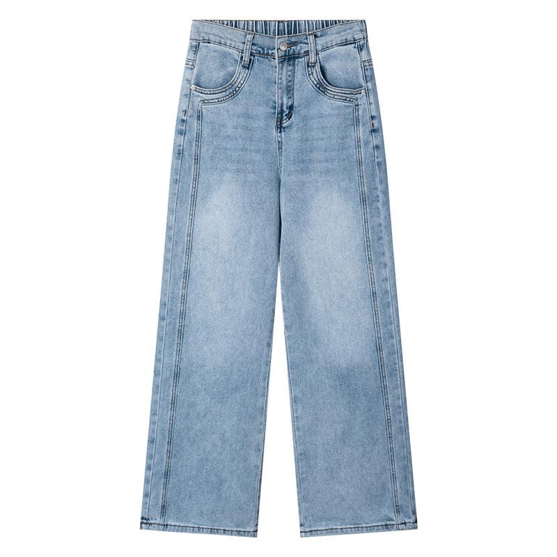 

2026 Spring Plus Size High Waist Jeans for Women - Slimming Elastic Waist Straight & Wide Leg Pants. XL