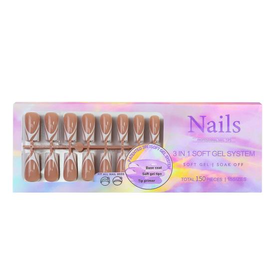 150PCS Nail Stickers, French Style Nail Polish Set, Versatile Multi-Sized Full Cover Smooth DIY Manicure, for Women Girls