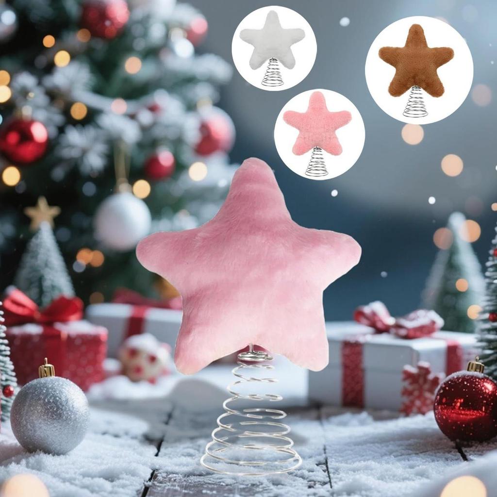 Plush Star Christmas Tree Topper Decoration Cute Sparkling Star Tree Top Decoration For Indoor Outdoor Mantel Shelf Desk Table