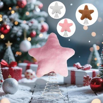 Plush Star Christmas Tree Topper Decoration Cute Sparkling Star Tree Top Decoration For Indoor Outdoor Mantel Shelf Desk Table