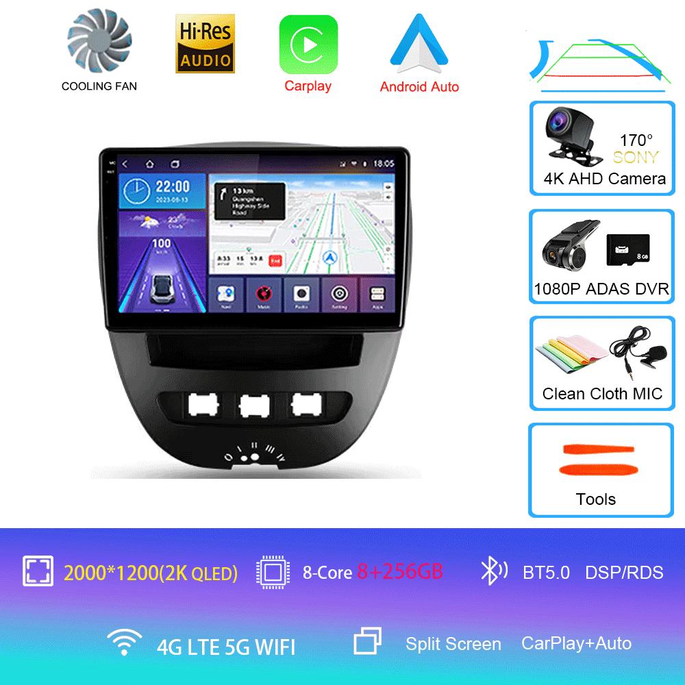 Android 14 Carplay Auto Multimedia Player Car Radio For Peugeot 107 Citroen C1 Toyota Aygo 2005 -2014 DSP Stereo 2din Head Unit
