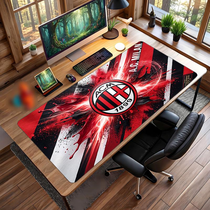 Tappetino per Mouse Grande Stampato AC Milan, Tappetino Morbido in Gomma Antiscivolo per Scrivania da Gioco per Ufficio Laptop Computer Decorazione
