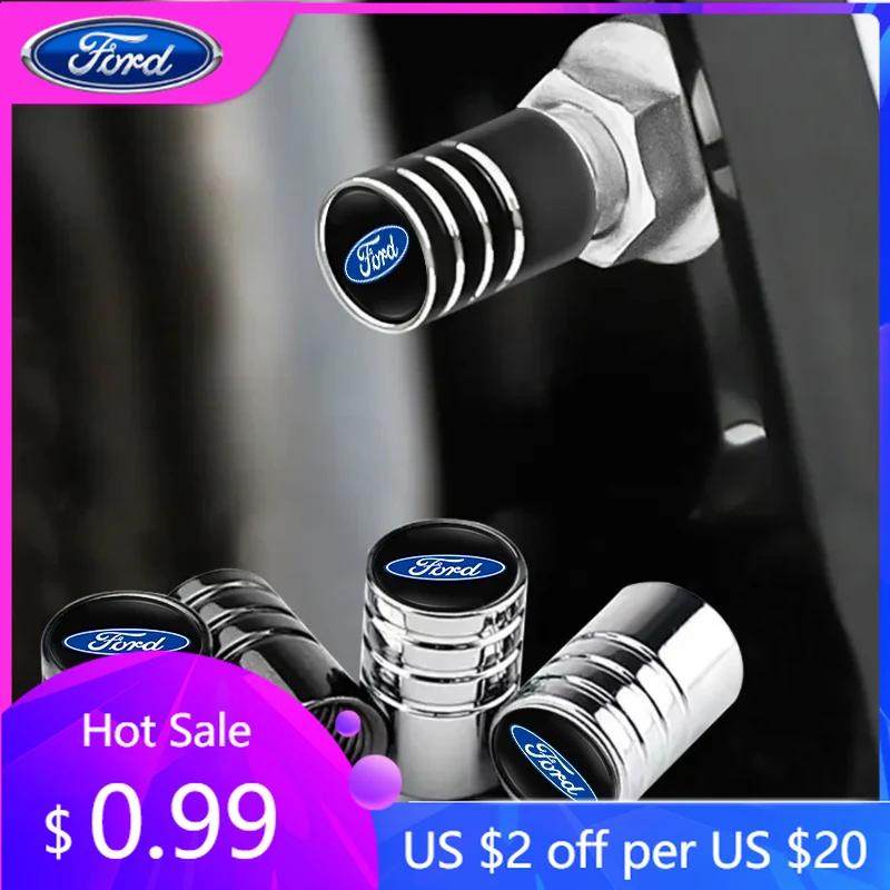 Car Sticker 4Pcs Car Metal Wheel Tire Valve Air Stem Cap For Ford S MAX Ranger Focus Fiesta Mondeo Kuga Mustang Escort KA Ecospo