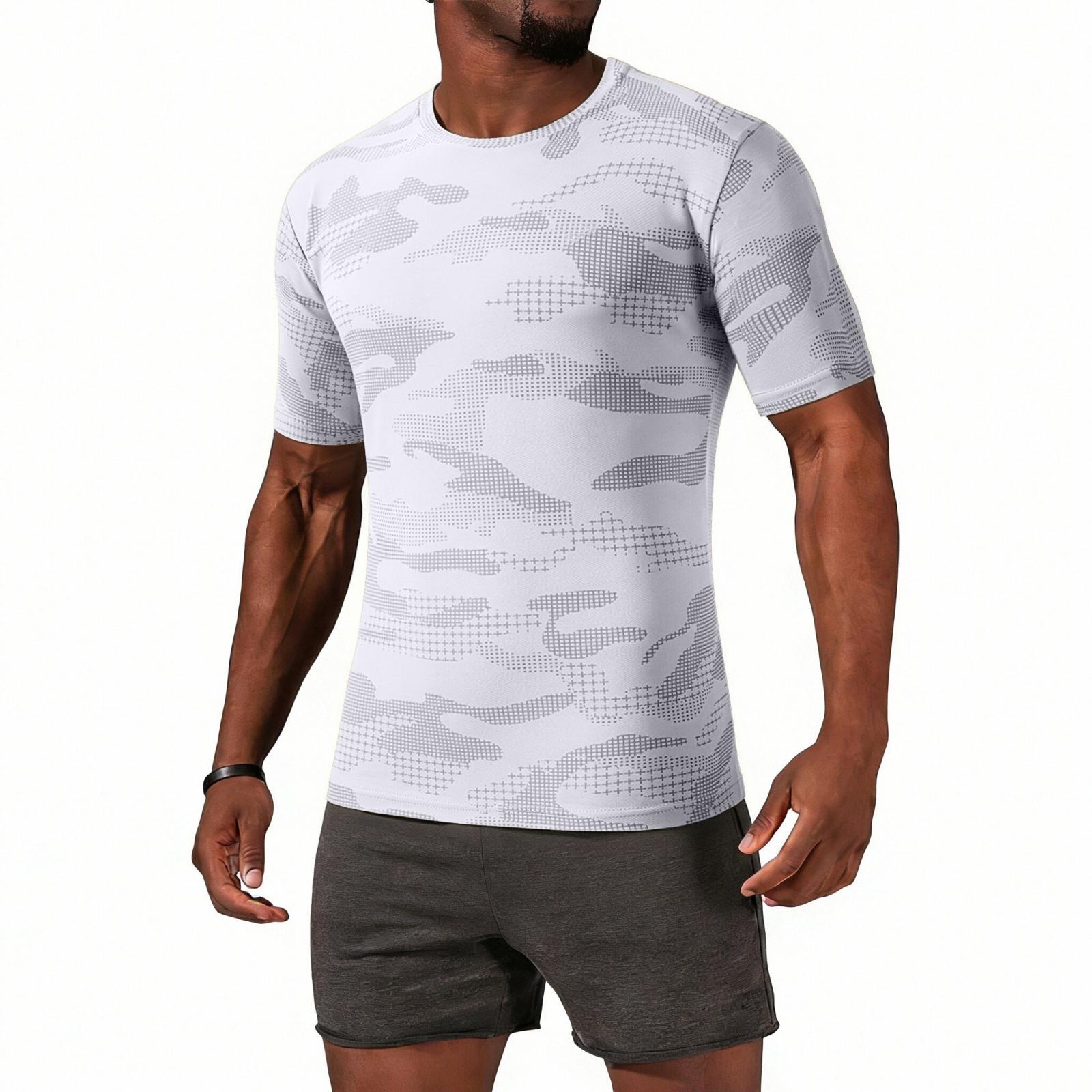 

Men s Casual Lightweight Quick-drying Short-sleeved T-shirt - Men s Round-neck Camouflage Breathable Sweat-absorbing Cool-feeling Sports T-shirt XL