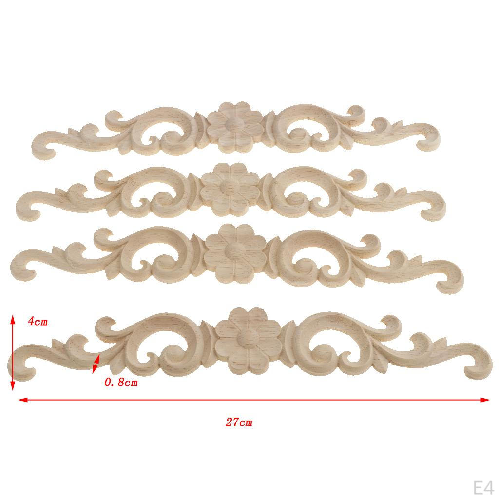 4 Unpainted Applique Wood Carved Corner Furniture Decor