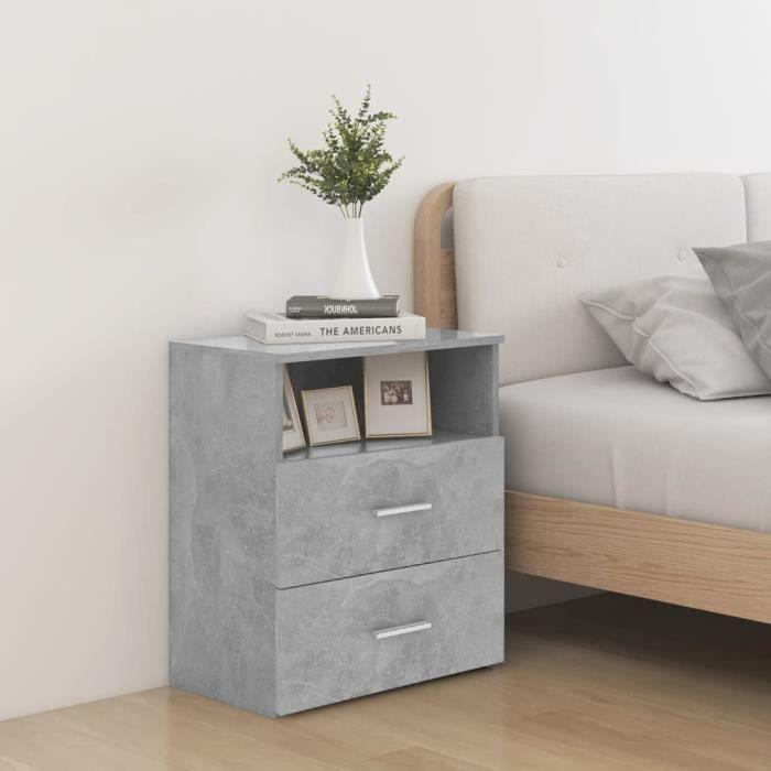 Bedside Table - vidaXL - Concrete Grey - 50x32x60 Cm - 2 Drawers - Contemporary Design