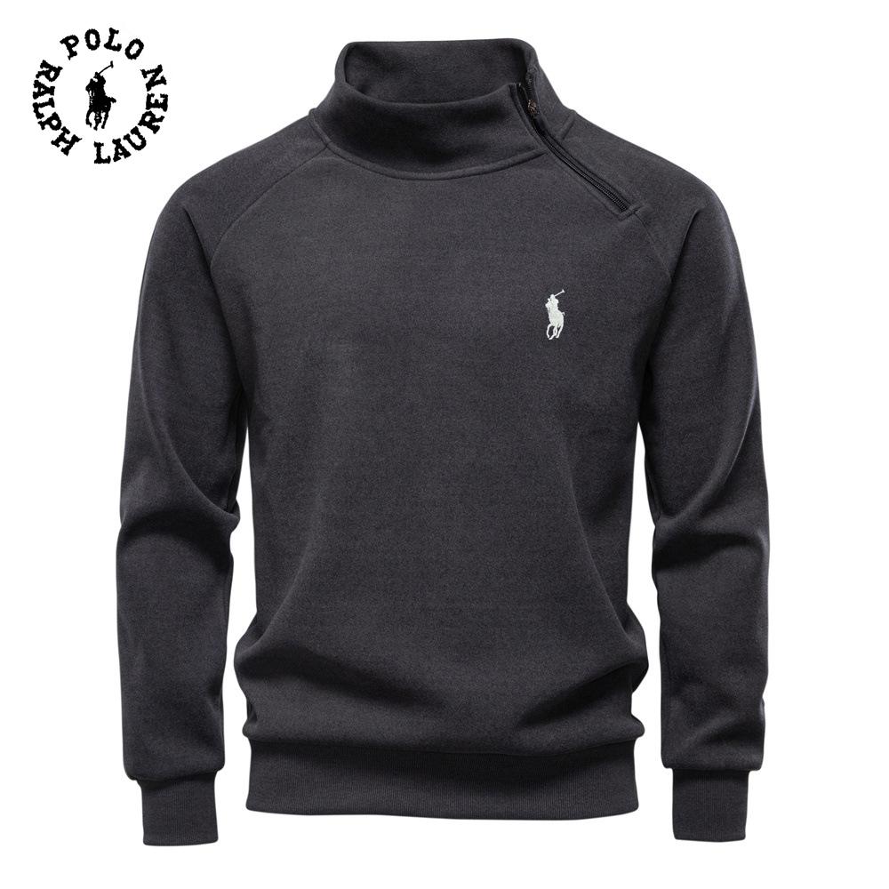 Polo Ralph Lauren 2025 Autumn/Winter Embroidery External Slant Zipper and Velvet Thick Hoodie Stand Up Collar Trendy Men's Top Coat