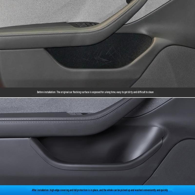 Velour-Padded Protective Liners for Tesla Model 3 Door Compartments