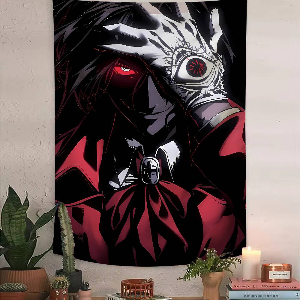 Cool Alucard Anime HHellsing Tapestry Art Printing Japanese Anime Wall Tapestry Anime Wall Hanging Home Decoration