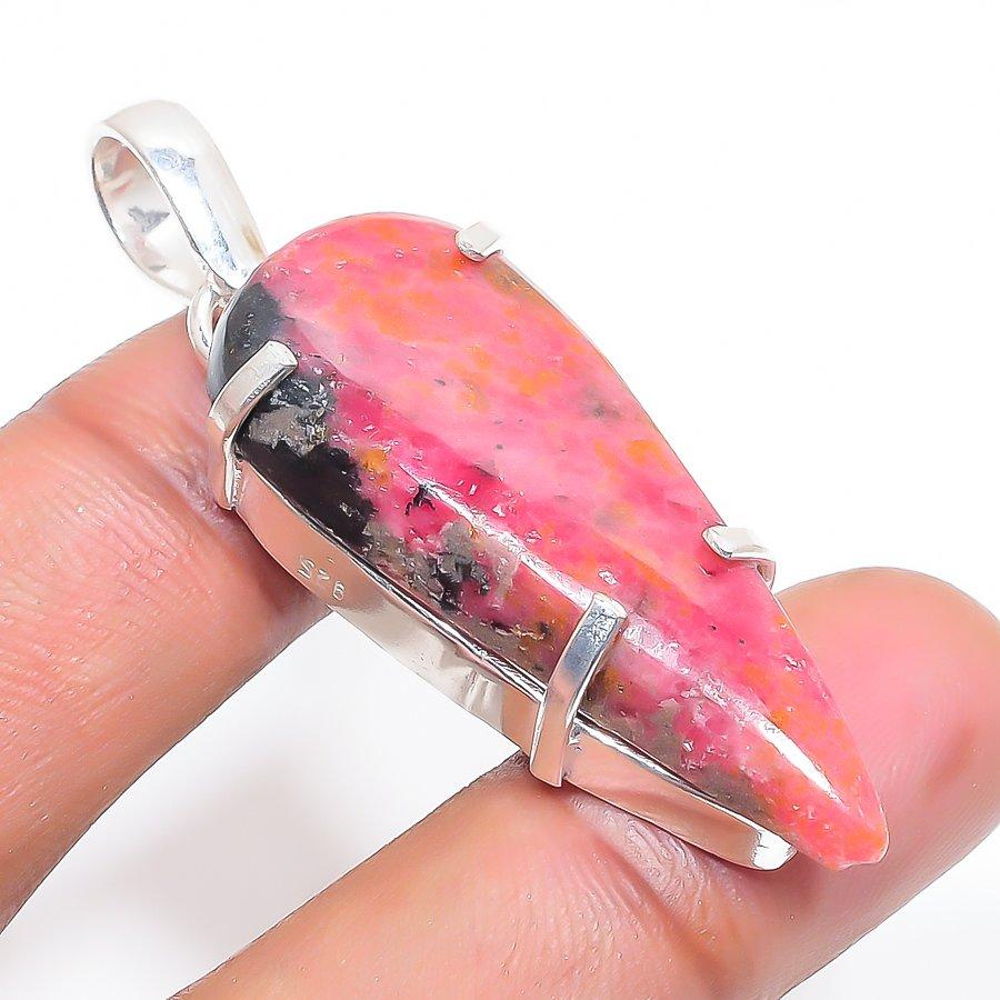 

Подвеска из натурального родонита из стерлингового серебра 925 пробы 2,09 дюйма y3c47