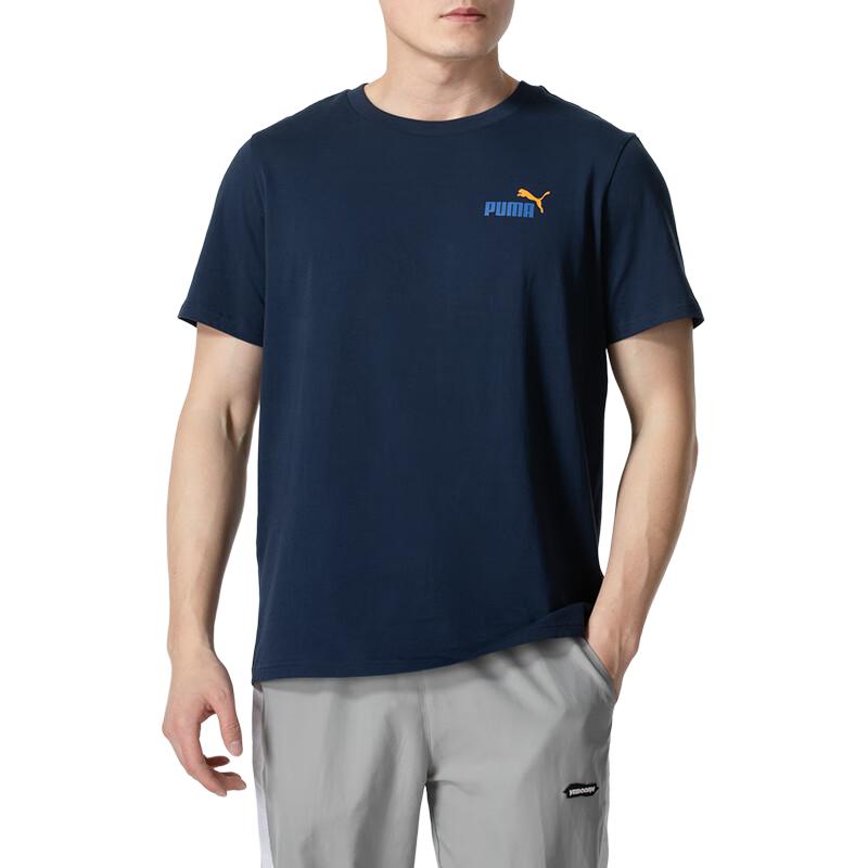 PUMA T Shirts Men's Navy Blue Crew Neck Moderate Straight Fit 682153-14
