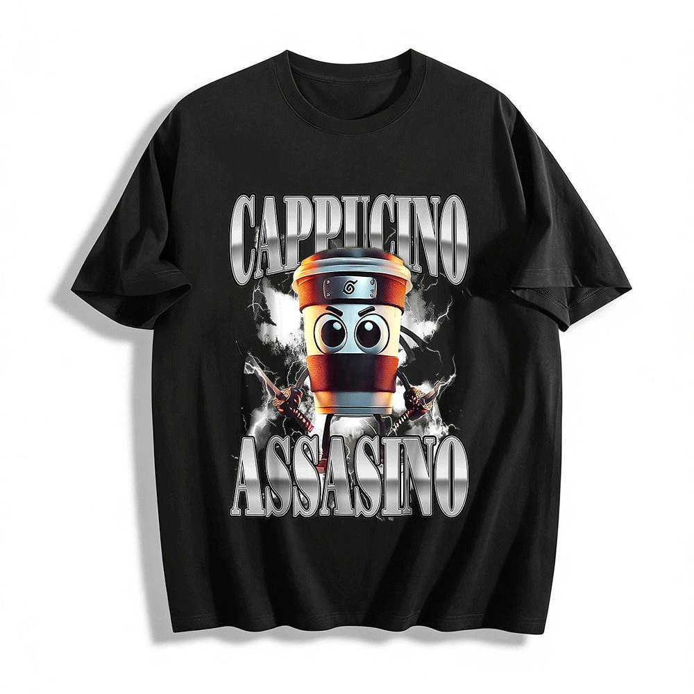 Funny Ninja Cappuccino Print Casual T-Shirt Pure cotton T-shirt XXS