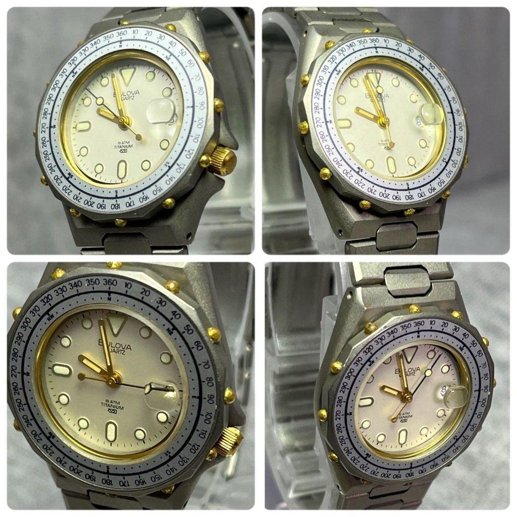 Used Rare Bulova Titanium Quartz Ladies Watch Date Sports Vintage Bezel