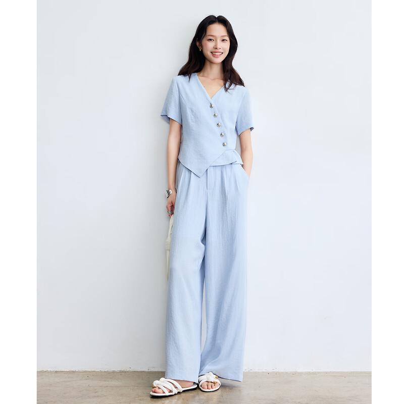 Linen Blend Asymmetrical Shirt & Pants Set