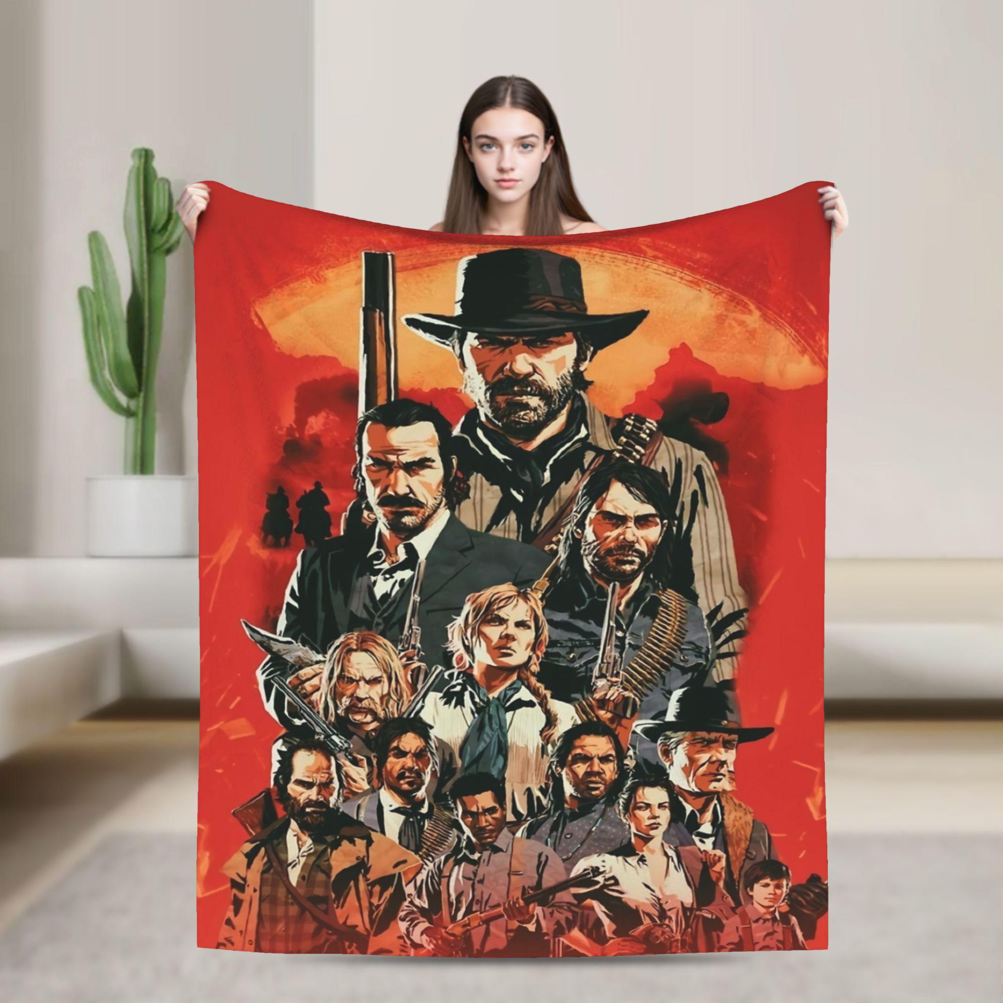 RDR2 Game Arthur Morgan Blanket Coral Fleece Plush Decoration Breathable Soft Throw Blankets for Bed Bedroom Plush Thin Quilt 75X95CM