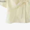 ZANZEA Women Turn Down Collar Summer Short Sleeve Blouse