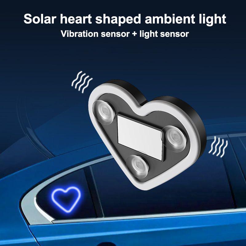 Car Led Window Decoration Heart Neon Light Suction Cup Fixed Luminous Heart Solar Ambient Neon Light Car Lights Accessories 1Pc