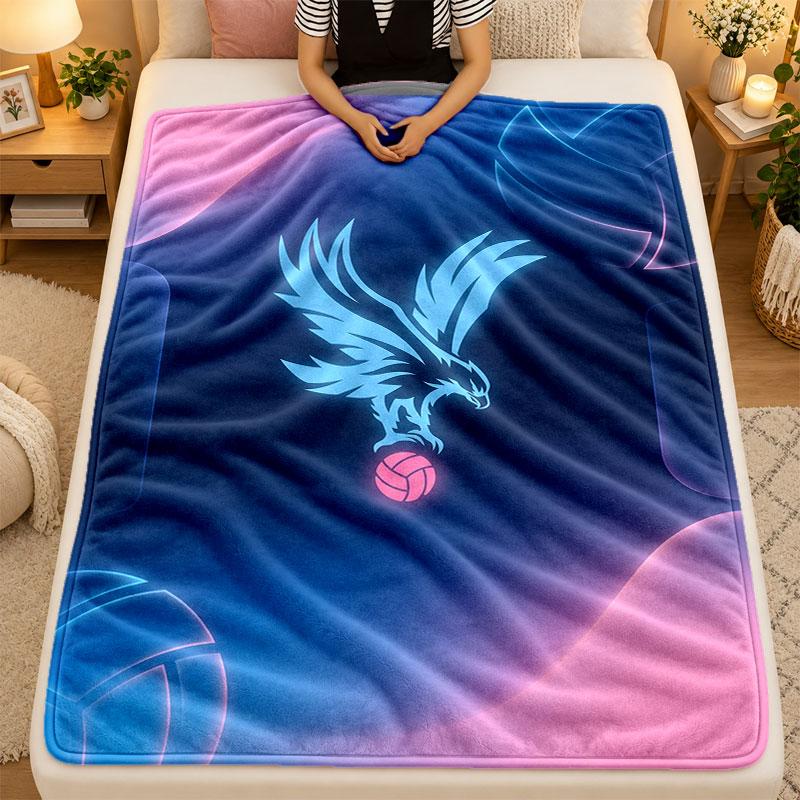 Flannel BlanketCrystal Palace Football Warm Soft Throw Blanket for Indoor Sofa Bed Living Room Use