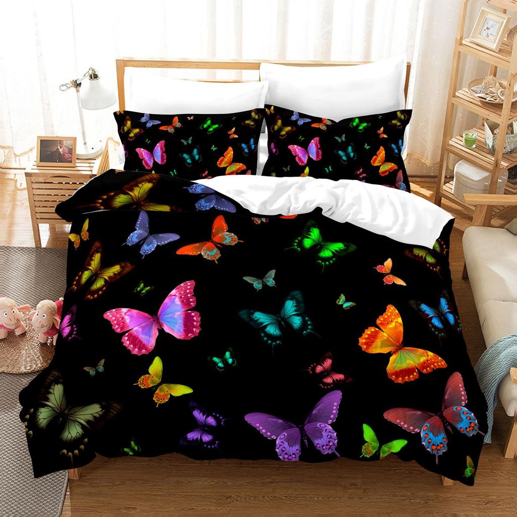 Butterfly 3D Digital Printing Kit Quilt Set Three-Piece Set