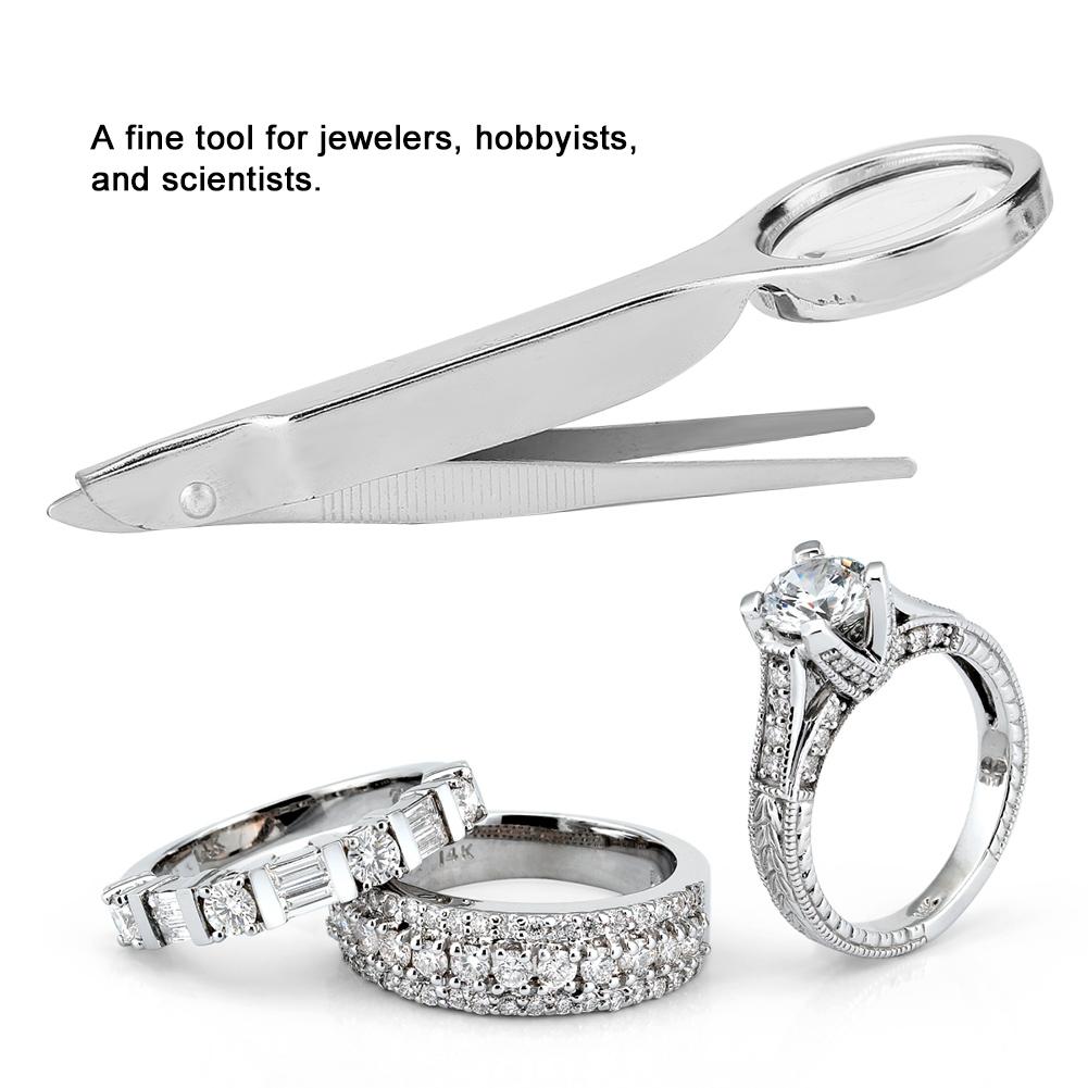 Portable Stainless Steel Multi Functional Tweezer with 10X Magnifier Magnifying Glass