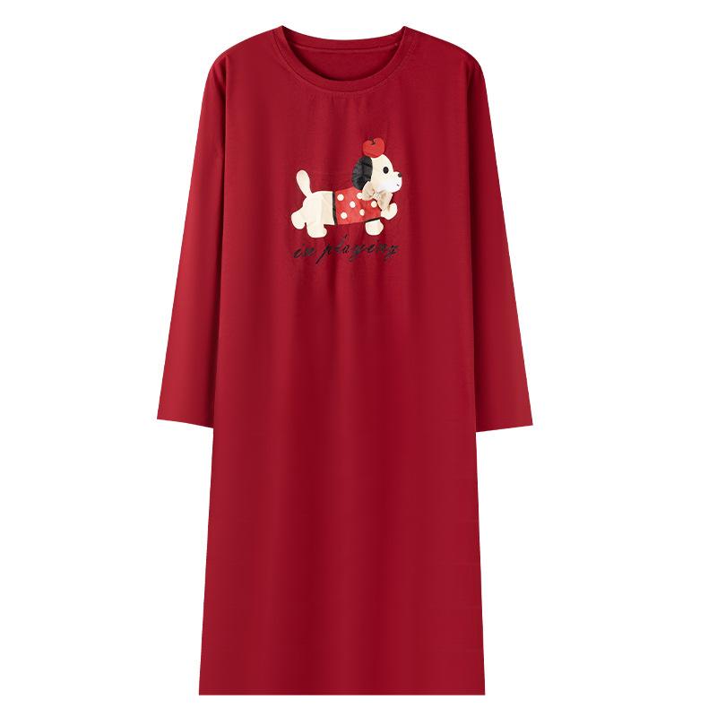 Pajamas Women's Spring and Autumn Pure Cotton Women's Long-sleeved Autumn Can Be Worn Outside Age-reducing Pajamas Women's Casual and Comfortable