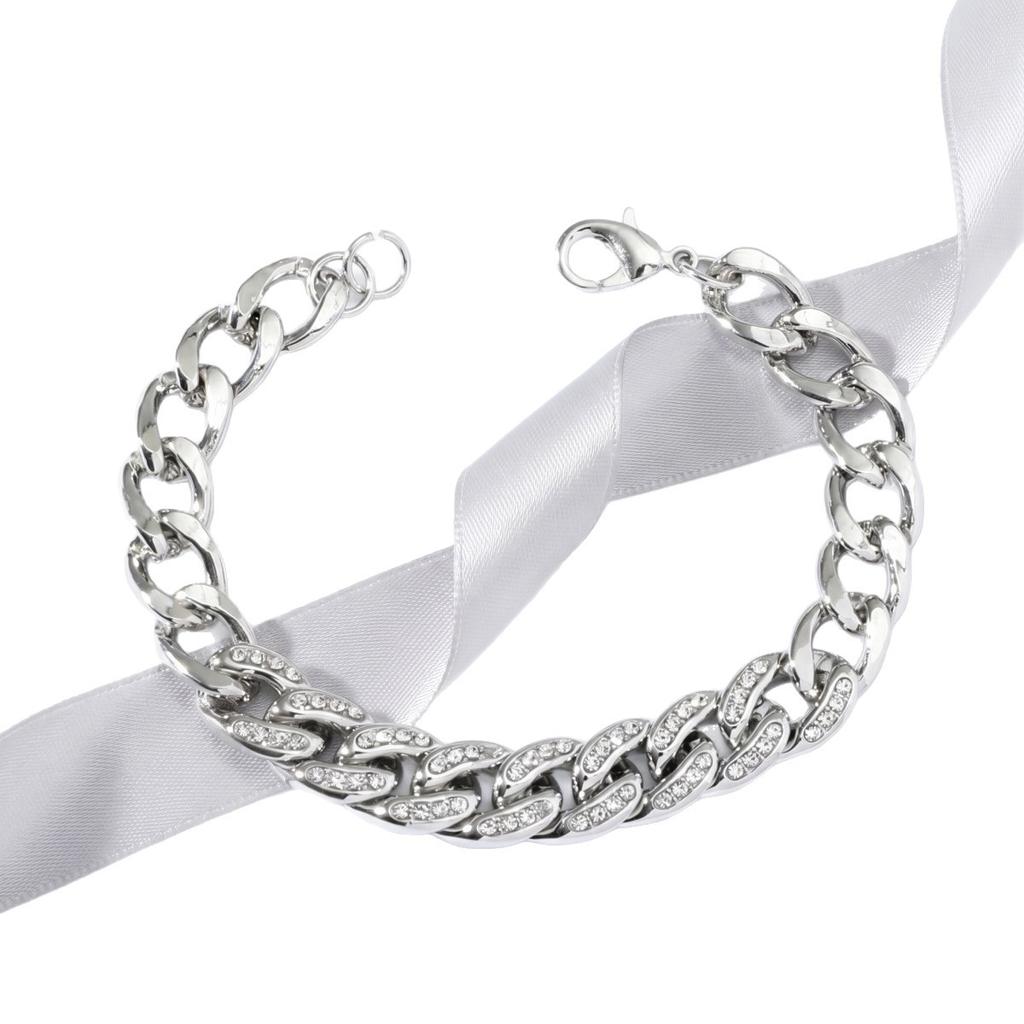 Popular hip hop full diamond Cuban chain jewelry bracelet products personality trend thick chain jewelry Europe and the United States