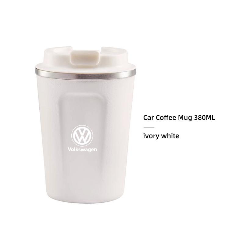 

2026 Hot For Volkswagen VW 380ml Car Coffee Cup Travel Thermal Mug Water Bottle For VW GTI R Line Polo Golf Passat CC Tiguan Art белый