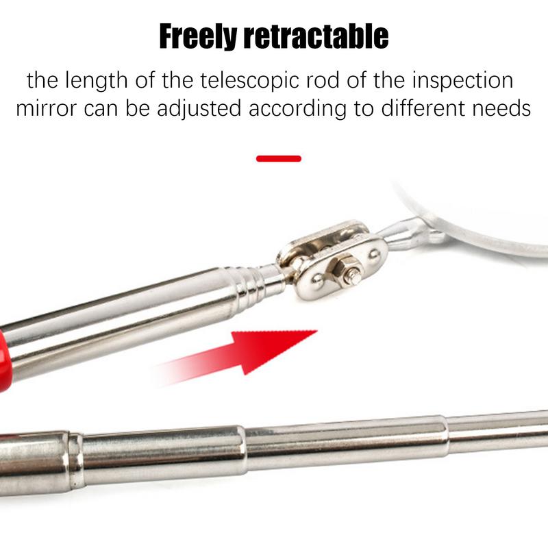 Auto-Inspektionsspiegel, einziehbarer Teleskop-Auto-Inspektionsspiegel mit LED-Licht, 360 Grad drehbar, Mechaniker-Kfz-Werkzeuge