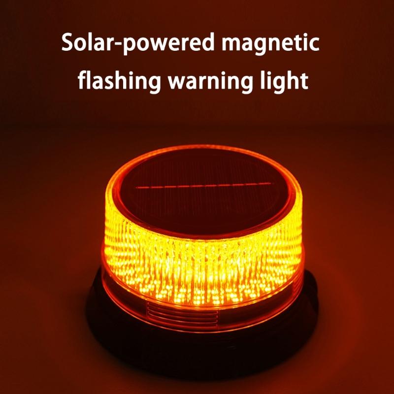 Solar Powered Vehicle Emergency Light High Brightness LEDs Warning Light Waterproof Design Magnetic Mount 2 Light Modes