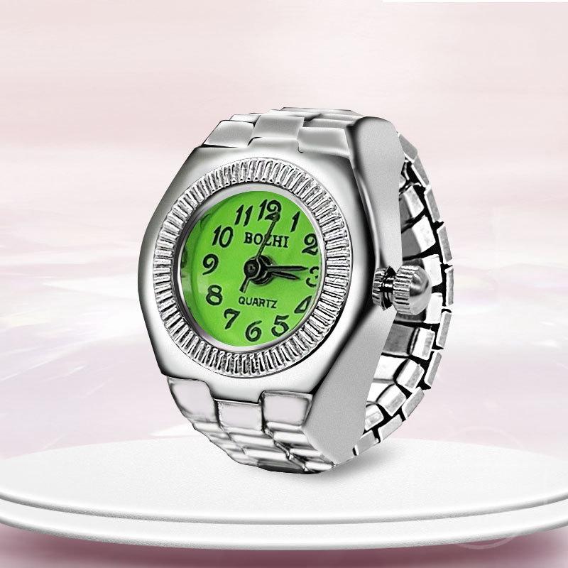 Fashion Mini Quartz Watch Clock Finger Rings for Men Women Elastic Strap Punk Gothic Couple Roman Ring Jewelry Gift