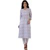 W for Woman Off-White Floral Printed Pure Cotton Straight Kurta (Size: S)-W12334-125456