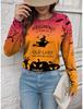 Women's Sweatshirt Polyester Pumpkin Letter Halloween Halloween Dailywear Print Casual Loose Fit Crew Neck Long Sleeve Inelastic