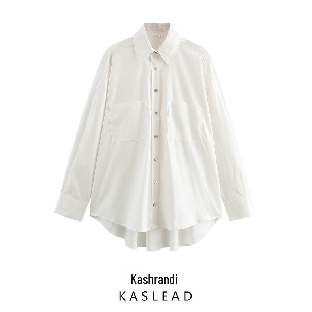

2025 Spring Women s European & American Versatile Loose Fashion Shirt Medium білий