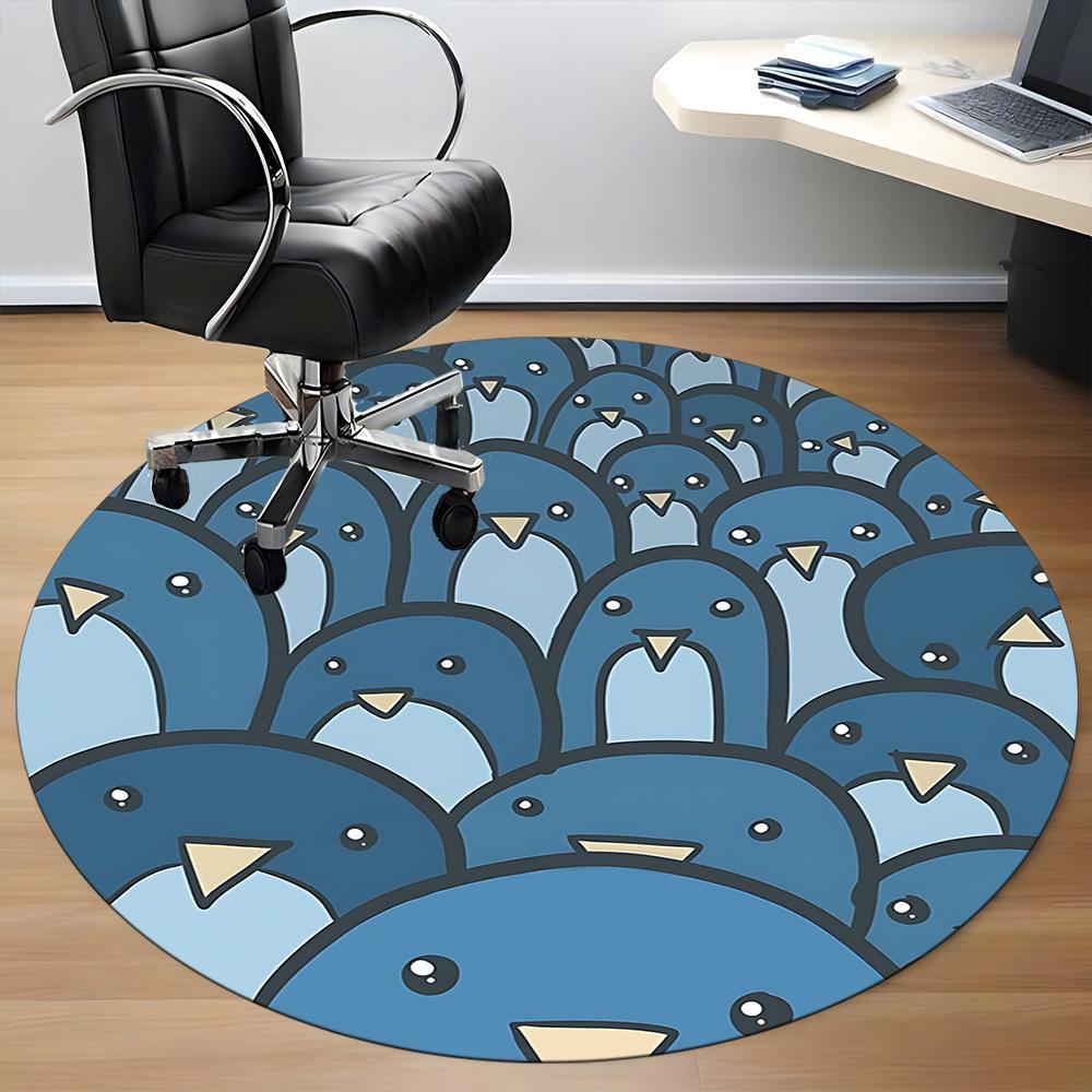1pc Penguin Pattern Office Round Area Rug, Indoor Mat Suitable ForOffice, Under Office Chairs Bedroom Living Room Home Decor, Room Deco, n64