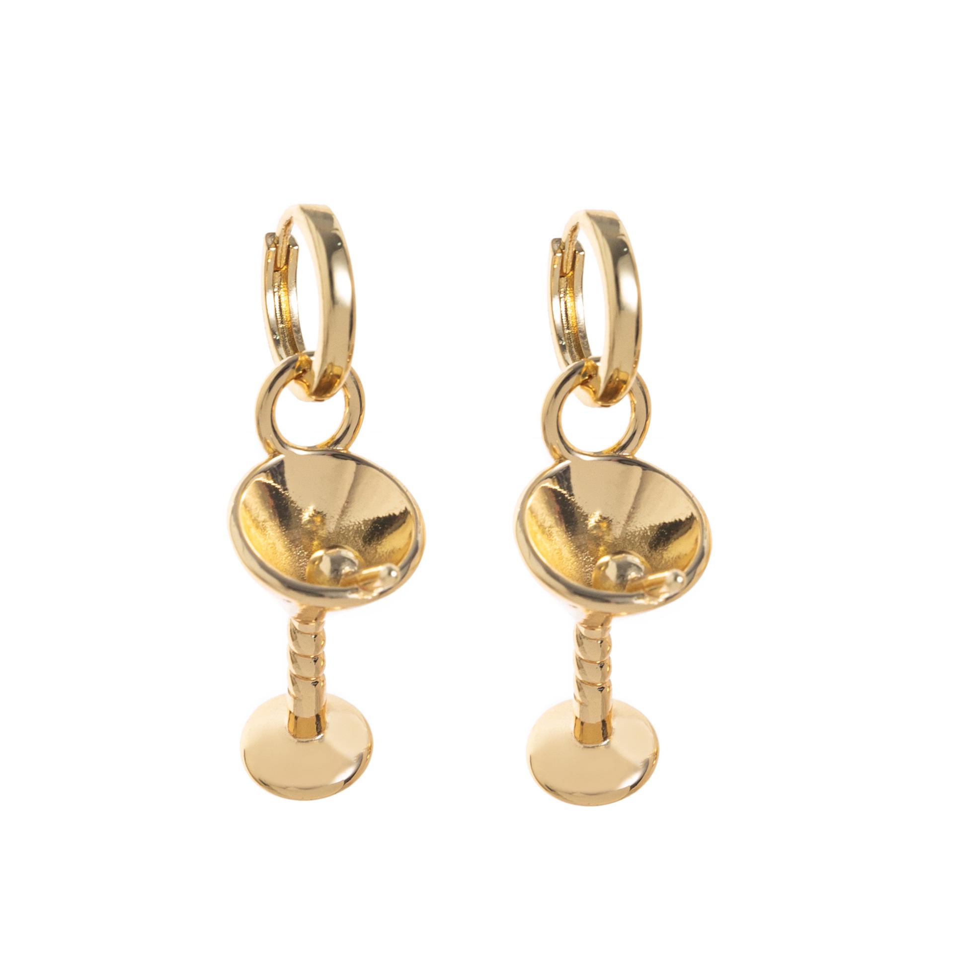 European-American Cross-Border Orange Cherry Earrings with 18K Gold-Plated Steel, INS Design, Exquisite Wine Glass Motif.