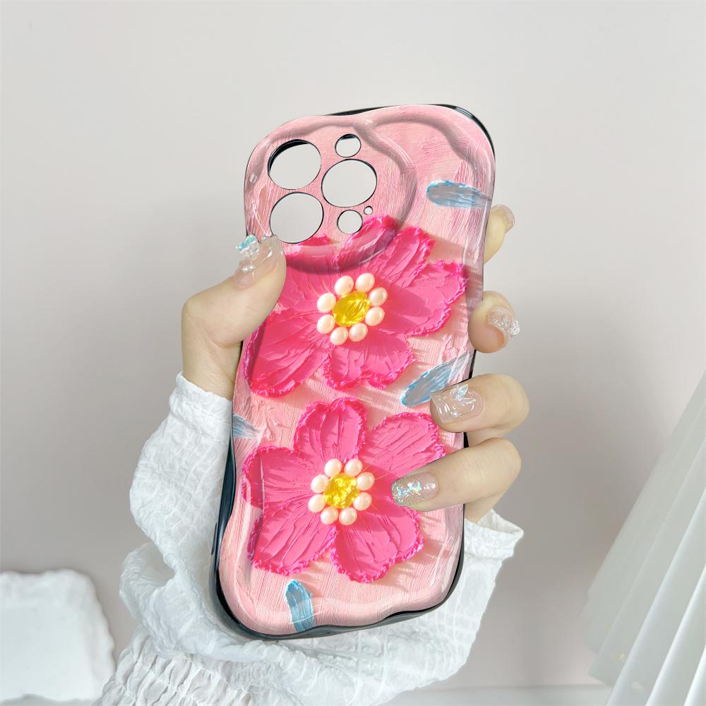 Kreslený vzor krémová textúra puzdro vlnitý okraj mäkký silikónový obal puzdro na telefón pre iPhone Samsung Huawei Honor Xiaomi Redmi Infinix Tecno