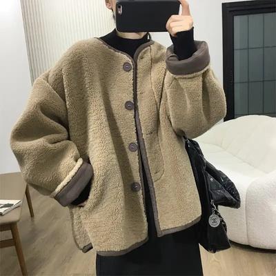 Coats for Women Jacket Autumn Winter for Women Thickened Velvet Windbreaker Women Loose Casual Coat