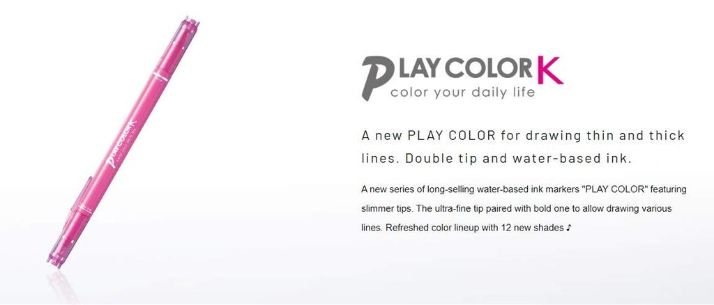 Tombow Play Color K Sign 12 Colors Thick Extra Fine Twin GCF-011 Water-Based Pens, (0.8mm & 0.3mm Type)