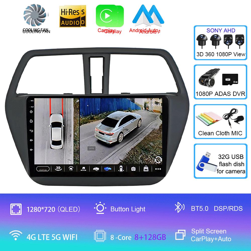 Android 14 Carplay Auto WIFI+4G Car Radio For Suzuki SX4-CROSS 2014-2017 Multimedia Video Player Navigation GPS Stereo Head Unit