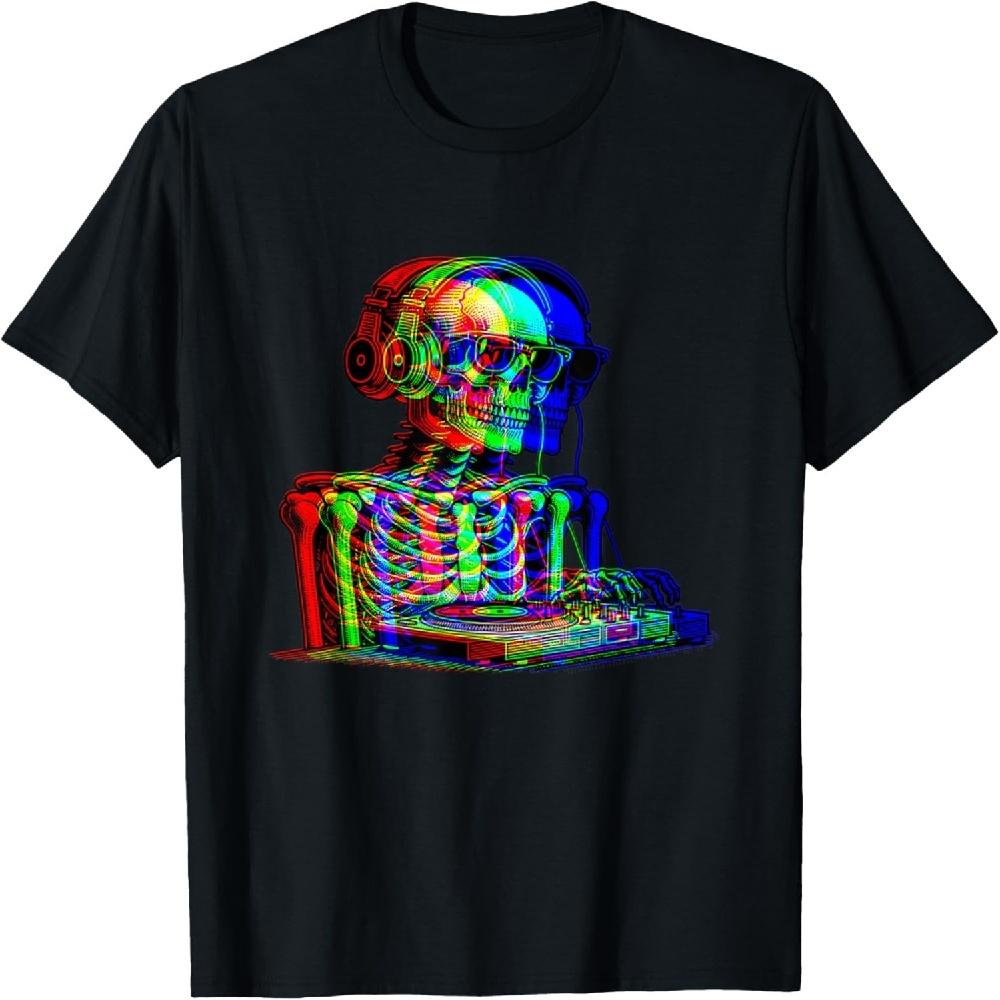 

House Music skeleton Optical Illusion EDM halloween Rave DJ T-Shirt XXXXXL чорний