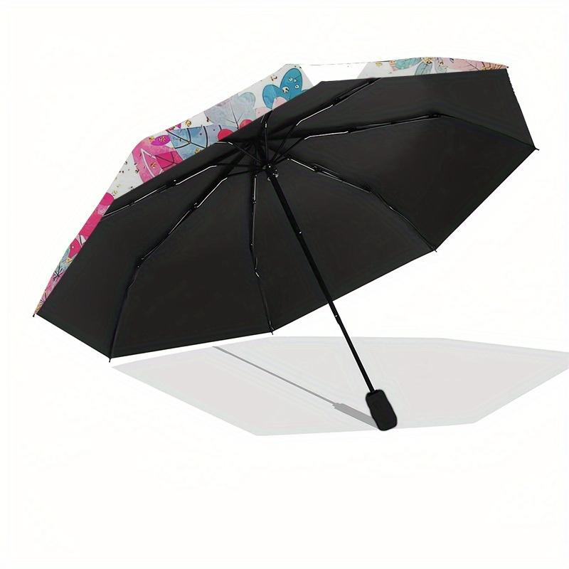 1pc Floral Owl Circular Design Umbrella with Plastic Handle,Suitable for All Seasons Home Travel Outdoor UmbrellaB1908