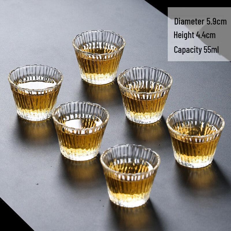 Japanese Style Glass Kung Fu Tea Cup Set (6 pcs)